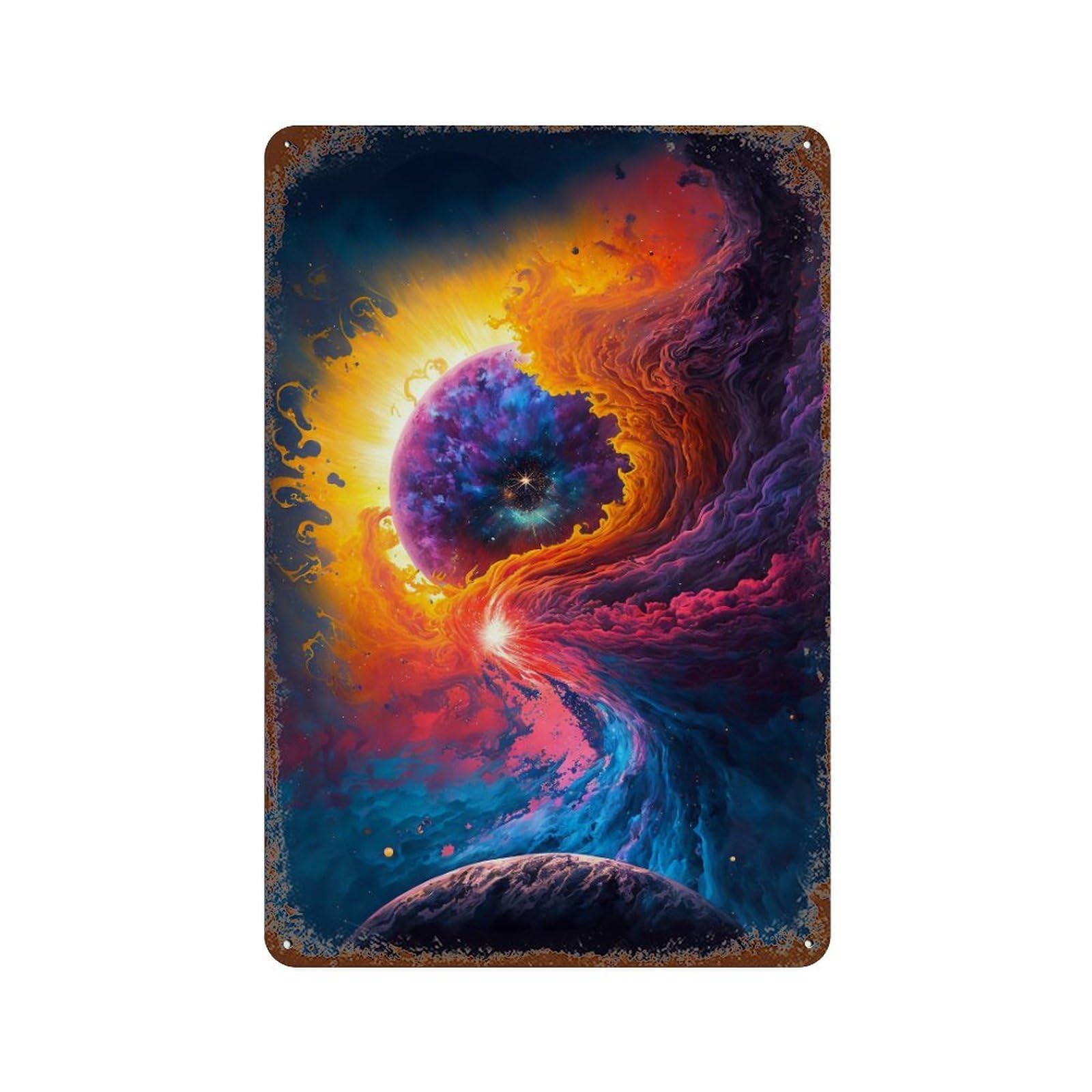 Cosmic Eye Nebula Vintage Metal Tin Sign 11.8"x7.9", Decorative Metal Wall Art for Garage, Pub Or Kitchen