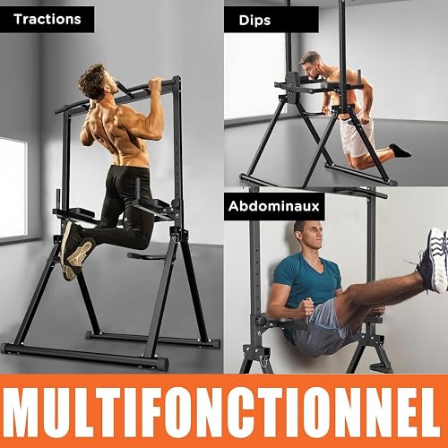 DH FitLife Barre de Traction Pliable avec Support Barre d’Haltères 210kg - 6