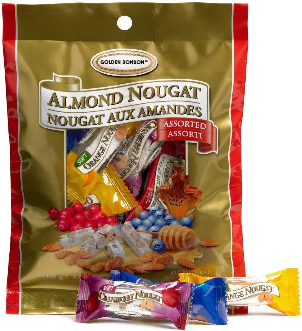 Assorted Almond Nougat Candy - Soft & Crunchy Mix, Gluten-Free, Halal Certified, No Artificial Flavors, 6 Flavors 100g / 3.53 oz