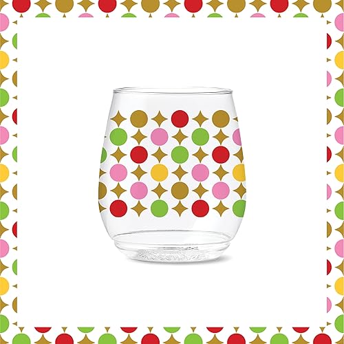 Miniatura 6 de TOSSWARE POP Vino Designer Series de 14 onzas - Formas 3 juego de 6 vasos impresos de plástico transparente reciclables irrompibles y cristalino