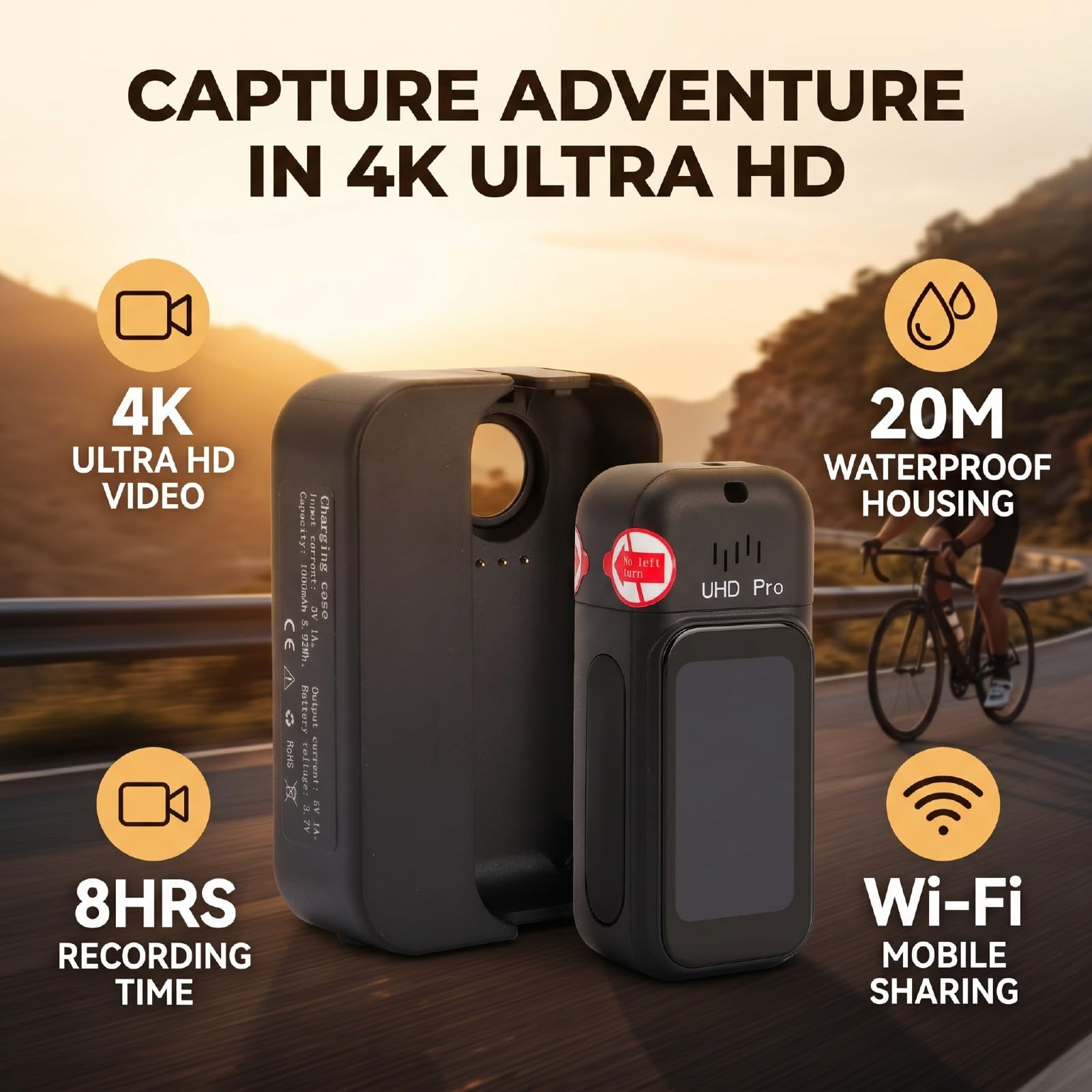LICAEVEY Action Camera 4K 12MP con Obiettivo Grandangolare 180° per Esterni