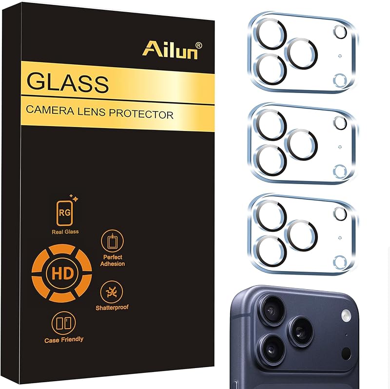 Ailun 3 Pack Camera Lens Protector for iPhone 17 Pro | Tempered Glass, Ultra HD, Anti-Scratch, Case Friendly, Does not Affect Night Shots