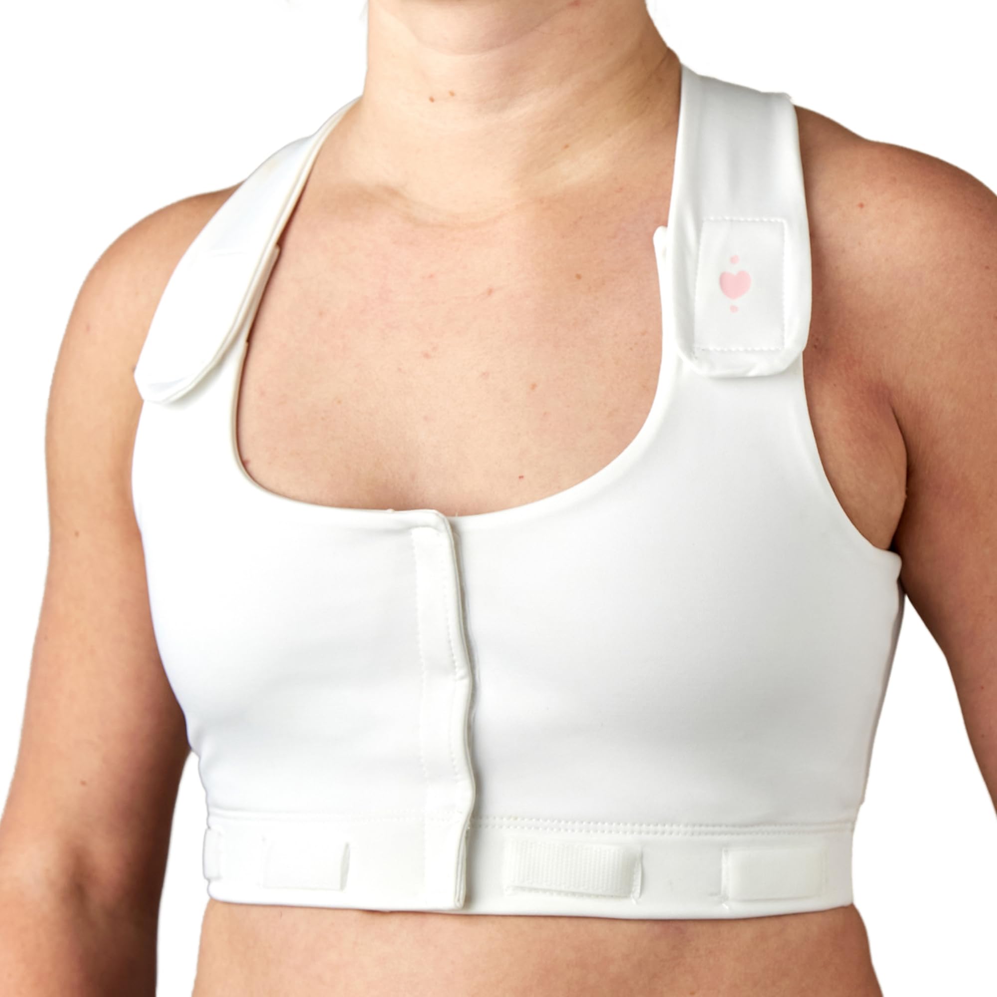 heart&core Larissa Bra, Easy to Wear Post-Surgery Bra - Post Augmentation, Comfortable, Quick-Drying, Patented Drain Tab