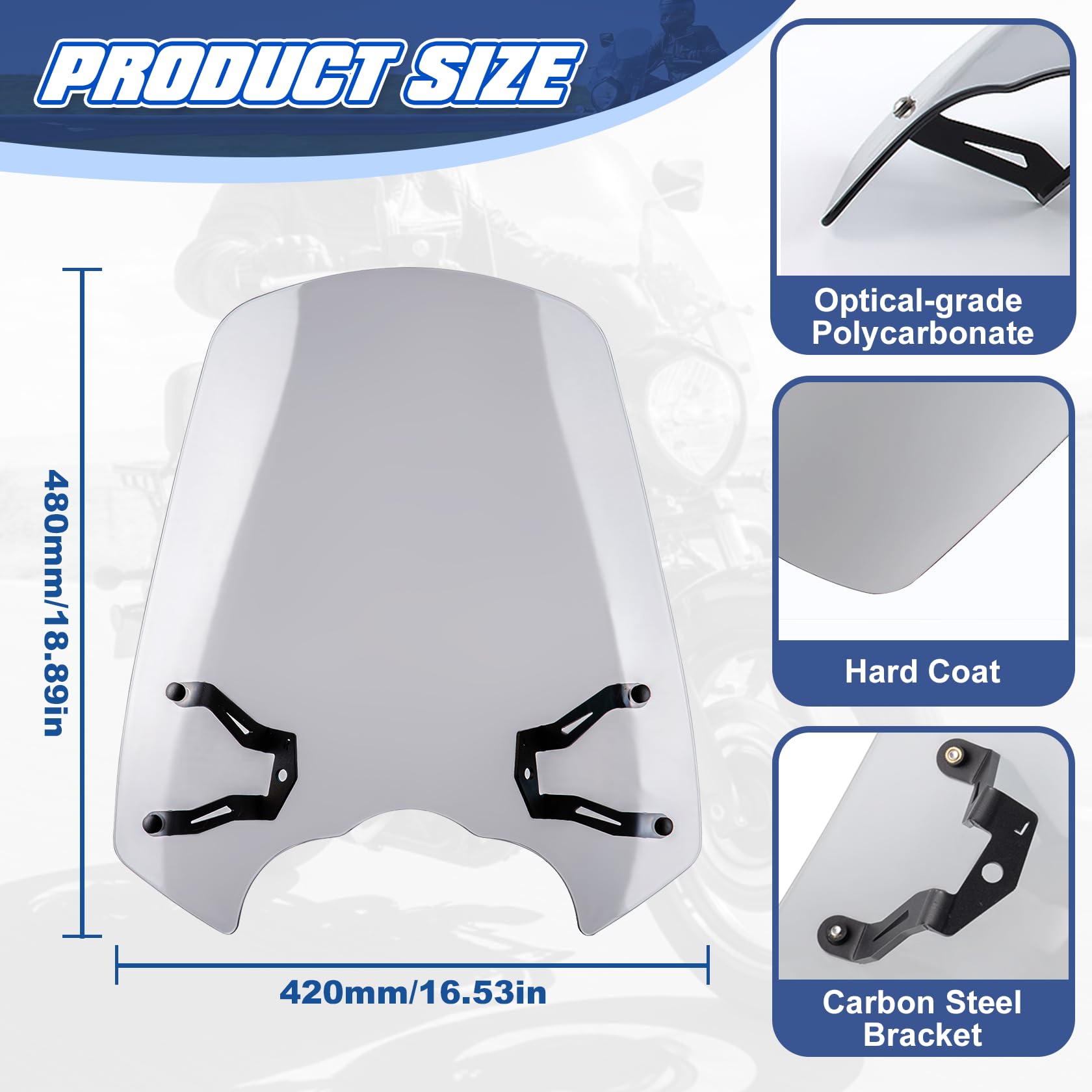 XX eCommerce motocicleta Parabrisas flujo de aire deflector de viento kit de carenado delantero compatible con K-awasaki Vulcan S650 VN650 EN650 S 650 VN EN650 2015-2022 16 17 18 19 20 21(humo ligero)