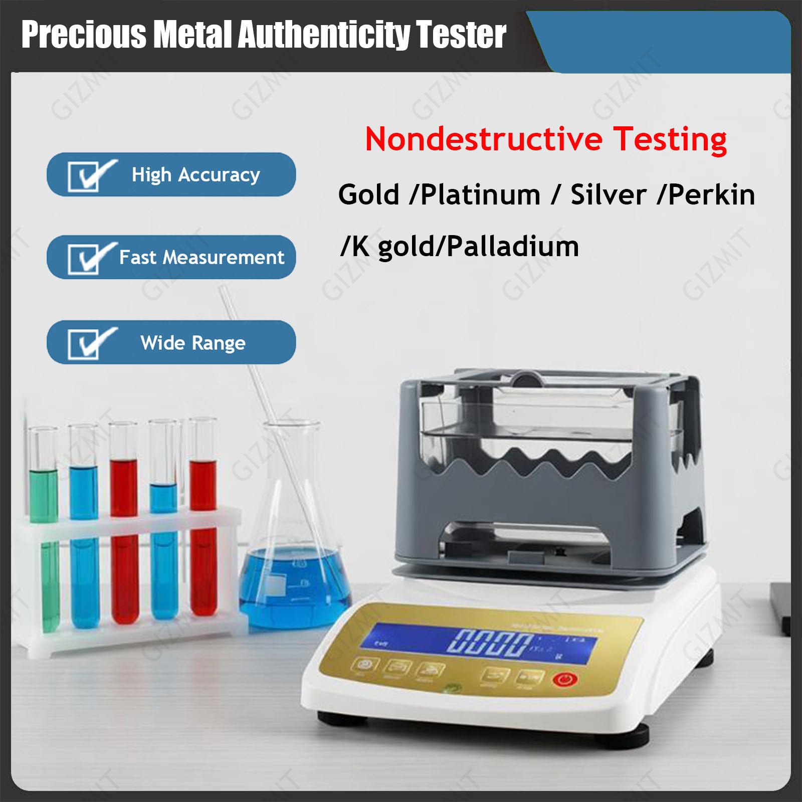 Tester gęstości metali szlachetnych, urządzenie do badania czystości złota, analizator czystości złota, dla przemysłu jubilerskiego, laboratorium przemysłowe 1200g