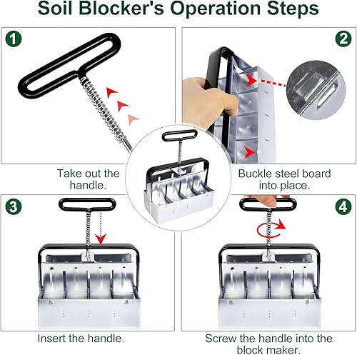 Miniatura 4 de Top Hill Fabricante de bloques de suelo mejorado, bloqueador de semillas de mano de 8 x 2 pulgadas con mango de agarre cómodo, mini herramienta de