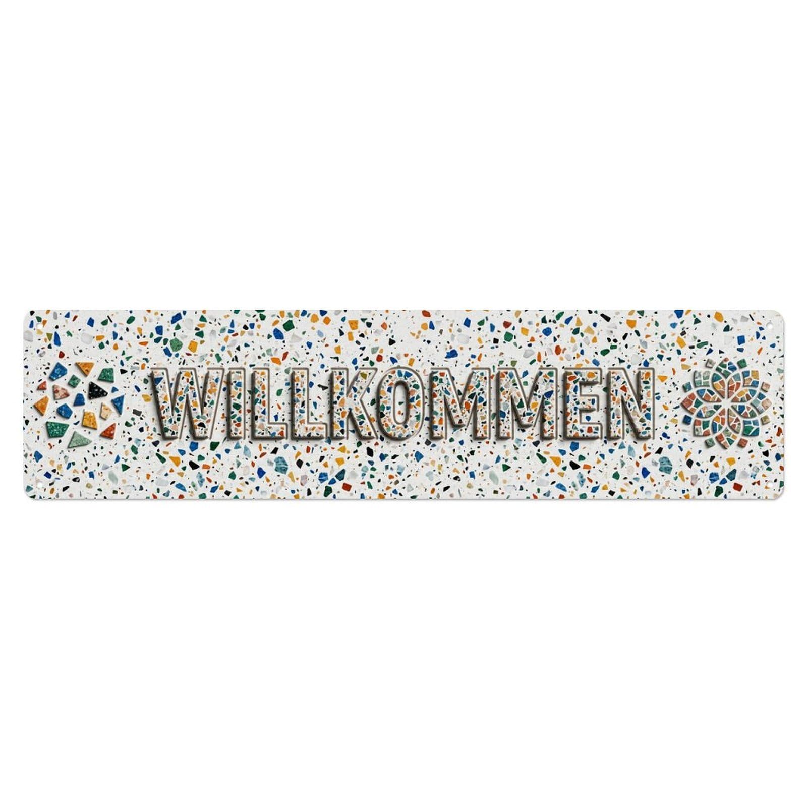 Terrazzo Speckled Floor Texture Welcome Metal Tin Sign