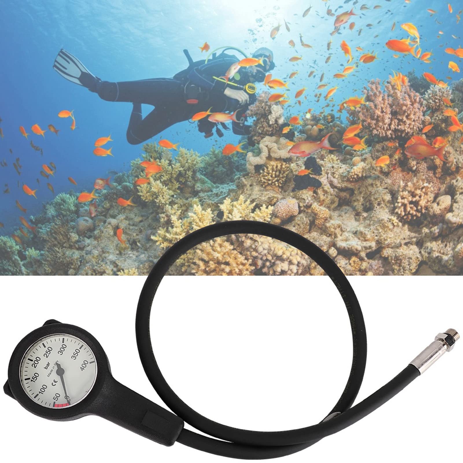 EMUKOEP Manómetro de Buceo Resistente Al Agua y Duradero con Esfera Luminosa de 400 Bares para Exploración de Aguas Profundas