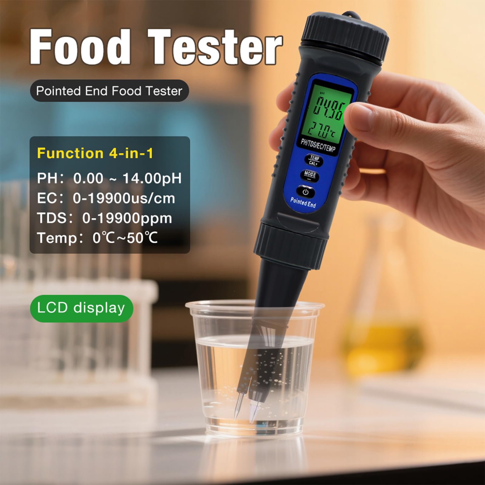 Strumento diagnostico digitale per alimenti Misurazione temperatura 4 1 pulsante Operazioni ABS Materiali Rivelatori per succhi