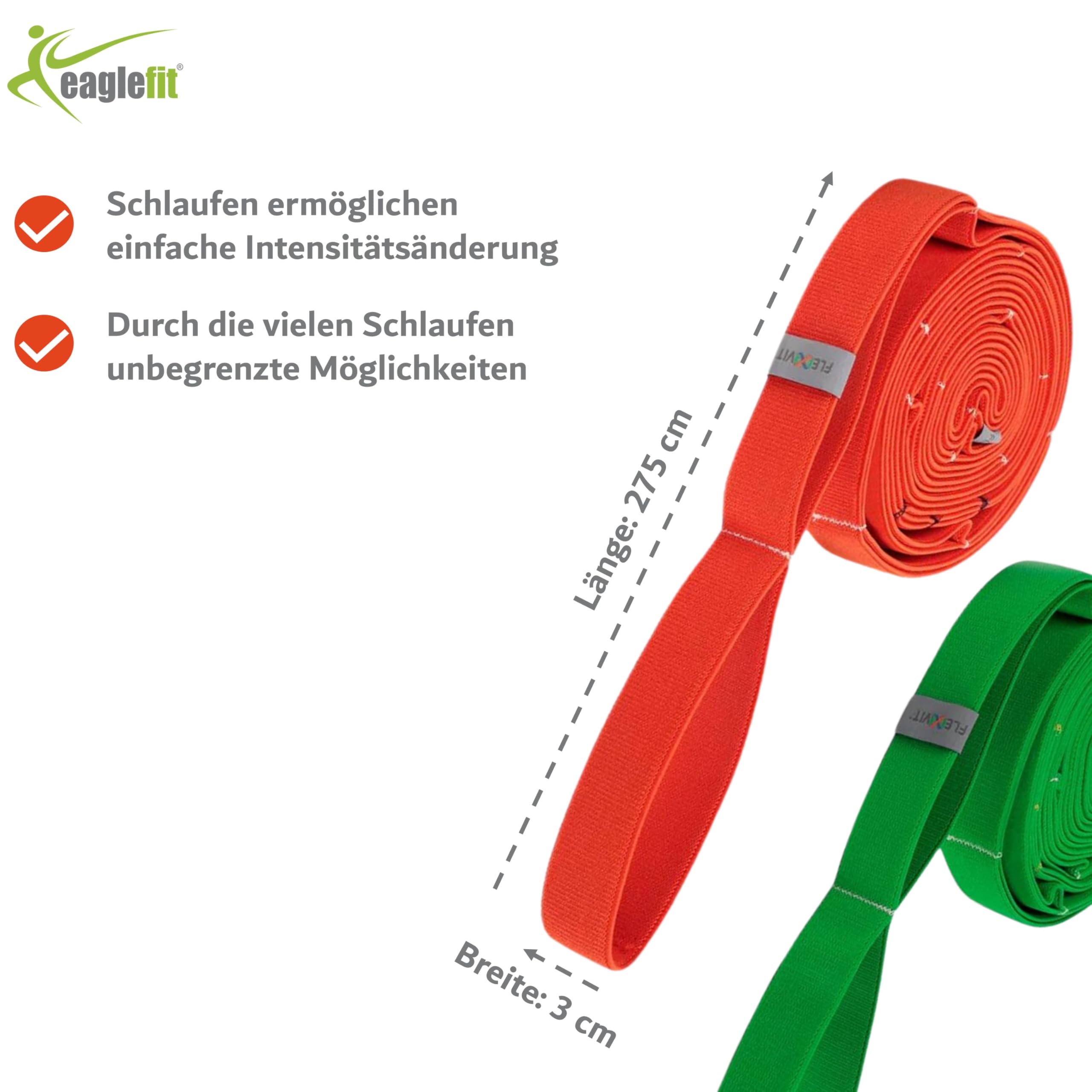 eaglefit - Multi Trainingsband by Flexvit für Profis und Anfänger für EIN effektives Ganzkörpertraining und ideal für EMS-Training - Mit Schlaufen für schnelle Intensitätsänderung (Länge 2,75 Meter)