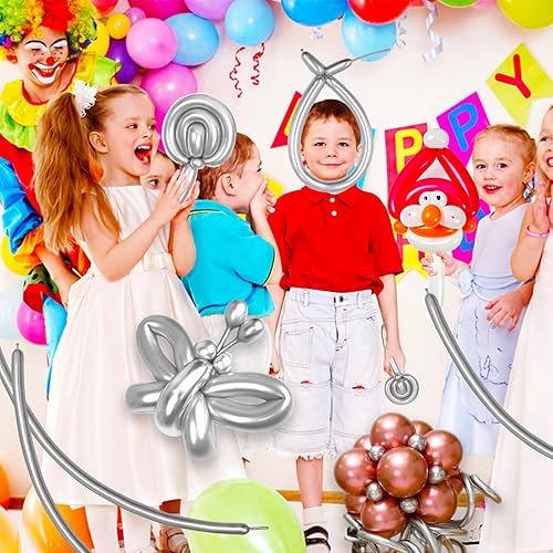 Miniatura 85 de Paquete de 260 globos largos, 100 globos negros de animales torcidos, globos mágicos largos de látex grueso para modelos de animales, Halloween