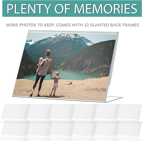 Miniatura 6 de pbf - Soporte de letrero acrílico de 7 x 5 pulgadas, soporte horizontal inclinado de 7 x 5 pulgadas, soportes acrílicos para exhibición, marco de