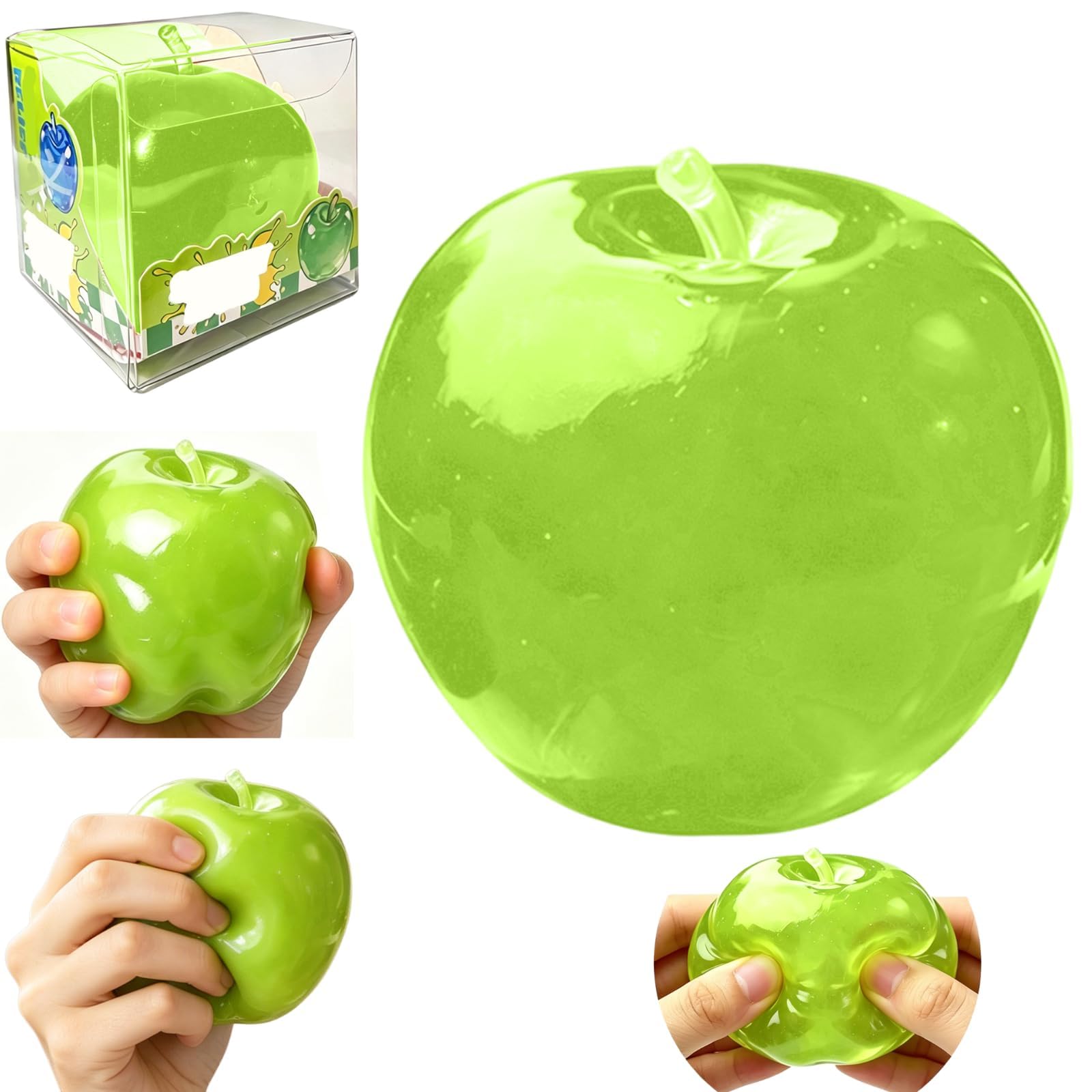 Realistic Jumbo Pink Apple Shape Squishy Stress Ball, Soft Sensory Fidget Toy for Adults, ADHD, Autism, Office Desk, Classroom and Party Favours (H1)