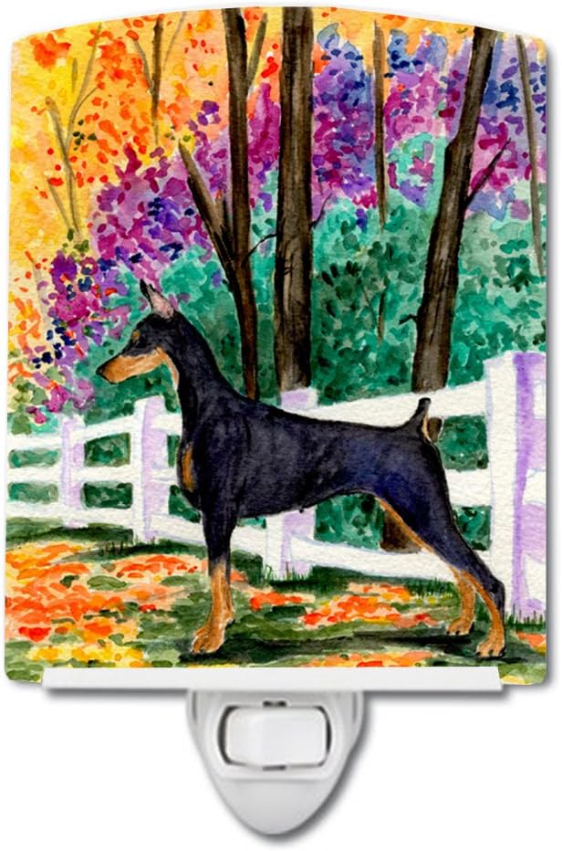 Caroline's Treasures SS8428CNL Doberman Ceramic Night Light Compact, UL-Certified, Ideal for Bedroom, Bathroom, Nursery, Hallway, Kitchen, 6x4x3, Multicolor