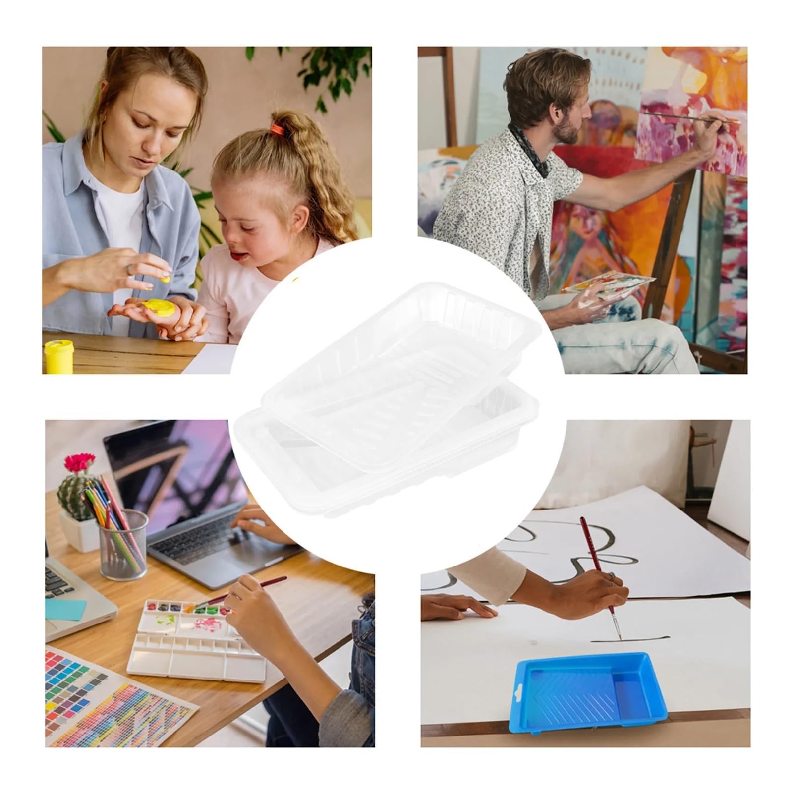 Bandeja de Pintura Repuesto, Bandeja Rodillos for plástico Semitransparente, Revestimiento sartén, Suministros, Uso doméstico, 4 Uds para Pintura