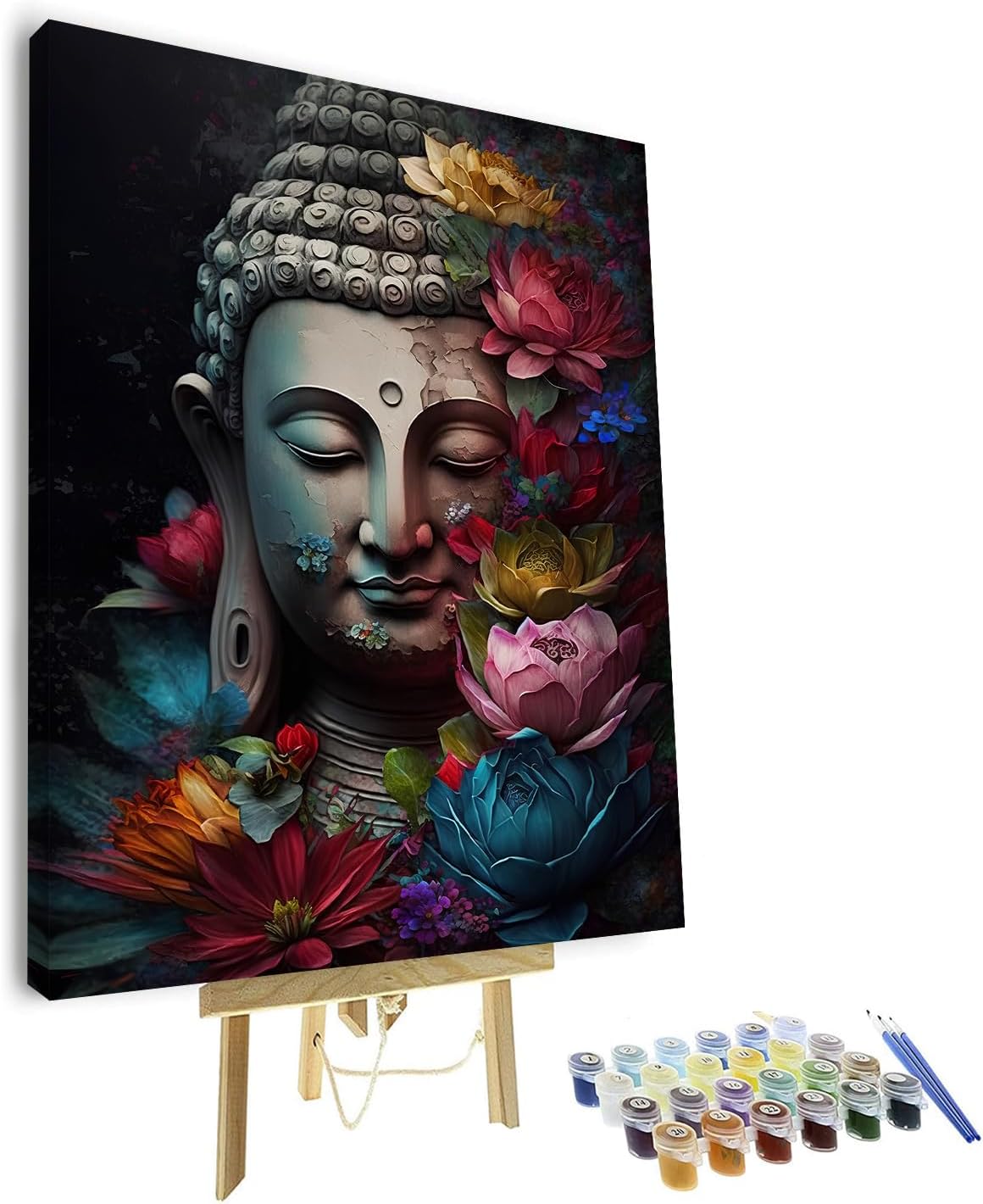 Rebotipy Japanese Cherry Blossom Landscape Oil Painting for Adults Paint by Number, Adults' Paint-by-Number Kits, DIY Art for Home Decor 16 x 20 inch with Frame