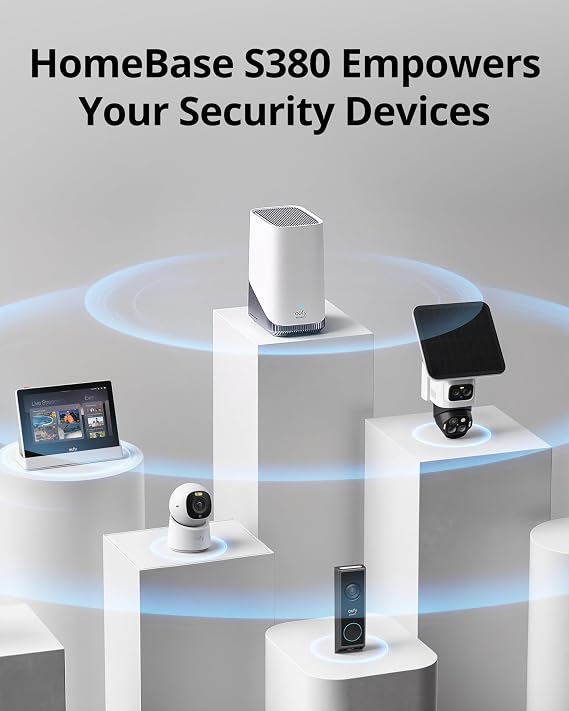 eufy Security S380 HomeBase (HomeBase 3) ، مركز أمان الحافة eufy ، التخزين المحلي القابل للتوسيع حتى 16 تيرابايت ، توافق المنتج ، التشفير المتقدم ، بدون رسوم شهرية