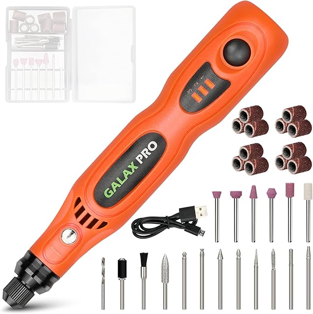 GALAX PRO 3.6V Lithium Ion Mini Cordless Rotary Tool Kit, 3 Adjustable Speed, USB Charging Cable and 31 Accessories for Drilling, Grinding, Cleaning, Polishing and Carving