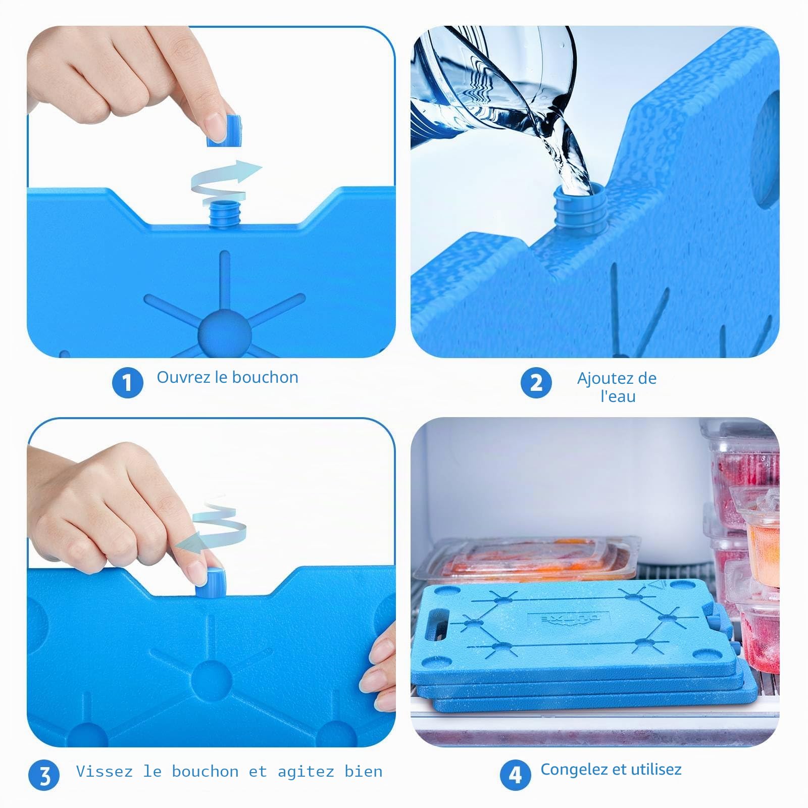 OUTXE Packs de glace pour refroidisseurs – Grand format – 25,4 x 33 cm, économiseur d'espace – Réutilisables, durables – Packs de congélation froide pour refroidisseurs et sacs fourre-tout pour garder