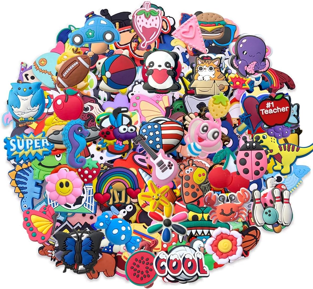 Lot of 30,50,100 pcs Random PVC Different Shoe Charms for Shoe Decoration