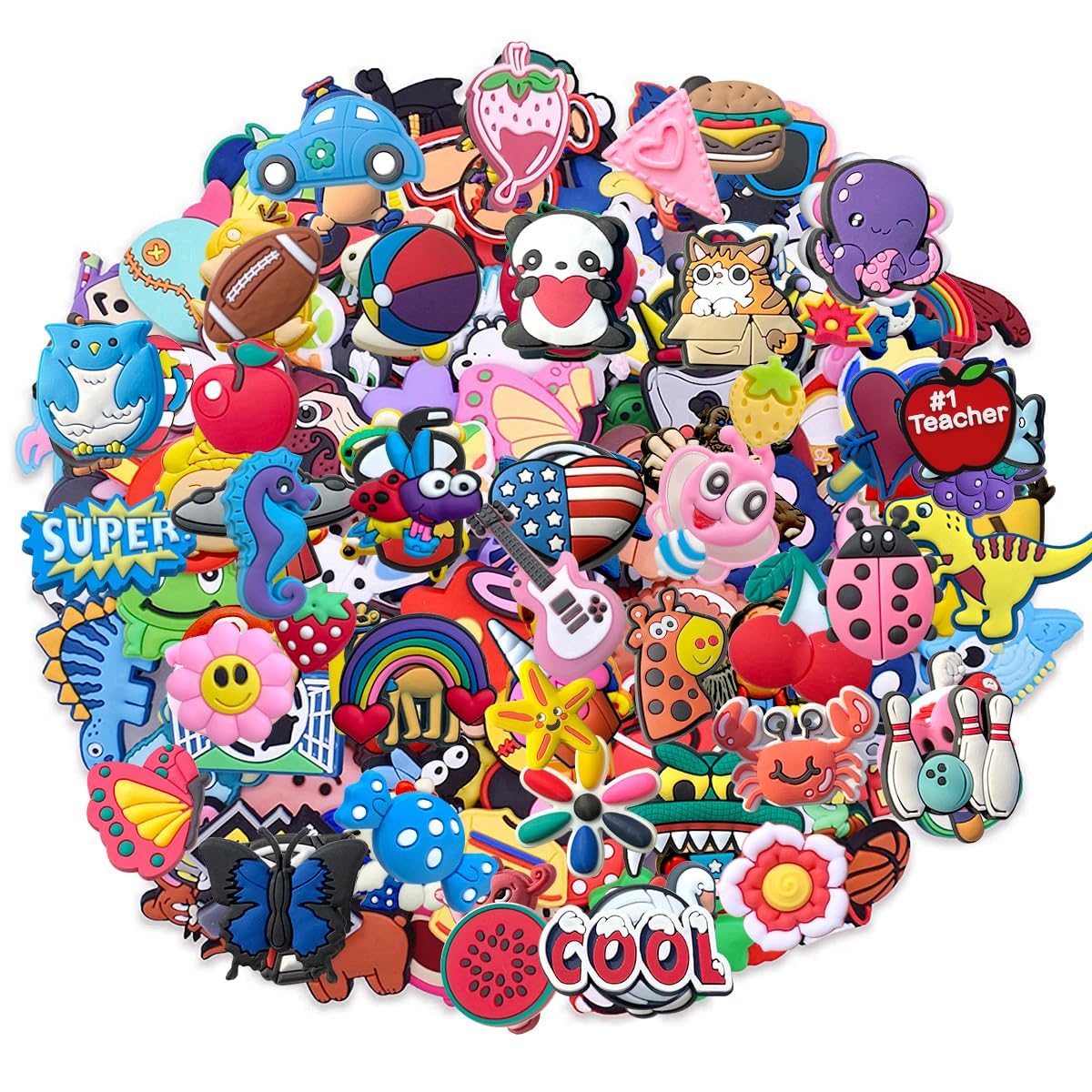 Lot of 20,50,100 pcs Random PVC Different Shoe Charms for Shoe Decoration, Cartoon