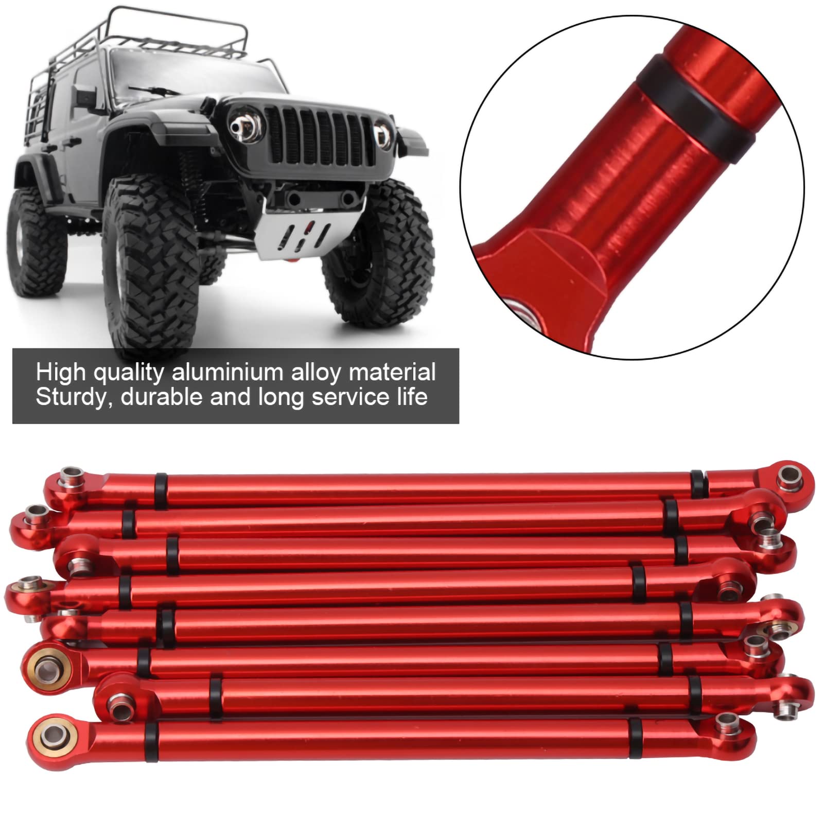 RC Link Rods, Aluminium Alumini Podwozia Rozstawu Osi 313 Mm do Osiowego SCX10 1/10 Skala RC Crawler Górna i Dolna Link Pręta, 8pcs, Modyfikowane Części RC Zmodyfikowane Części