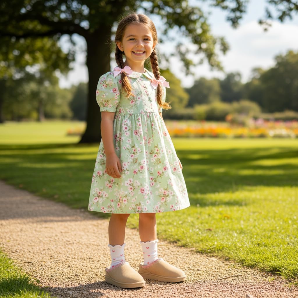 CUSHIONAIRE Keto Genuine Suede Leather Kids Slippers for Boys and Girls – Cozy Slip-On Mule House Shoes with Faux Fur Lining, Cushioned Memory Foam Comfort - Image 8