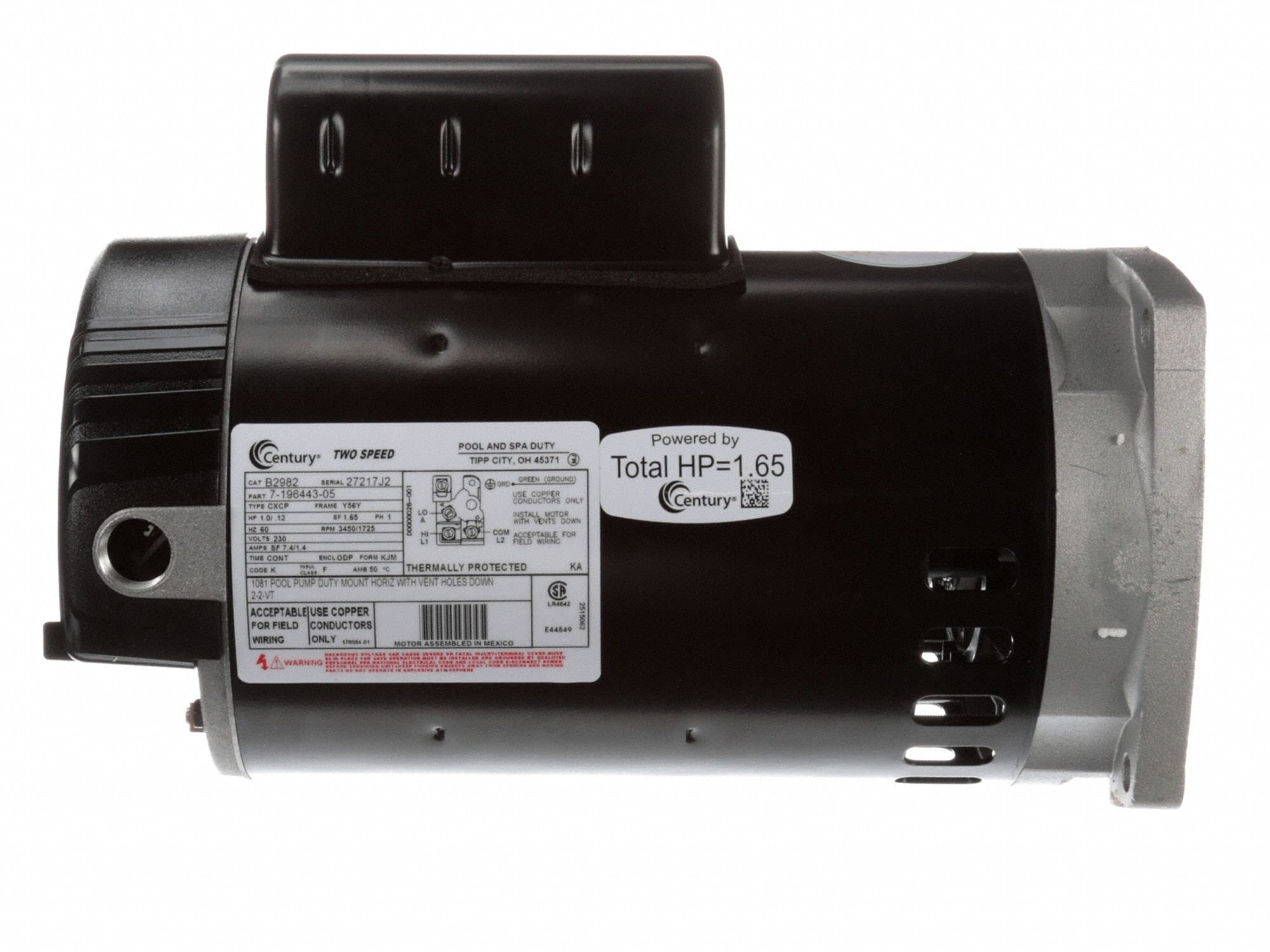 Amazon.com: Century 1, 1/10 HP Square Flange Pool Pump Motor
