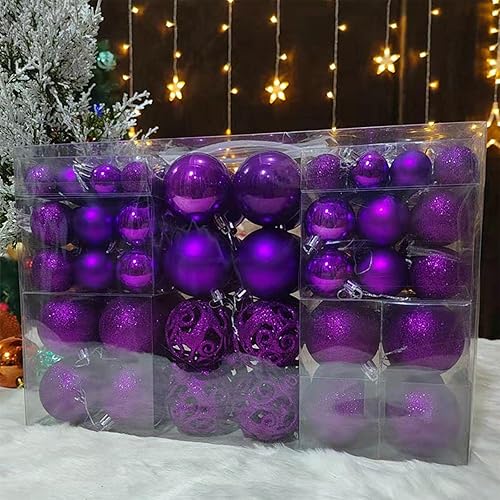 Miniatura 2 de MERIGLARE 100 cajas de regalo de bolas de Navidad colgantes, colgantes de bolas de Navidad inastillables, adornos de fiesta de Año Nuevo, violeta