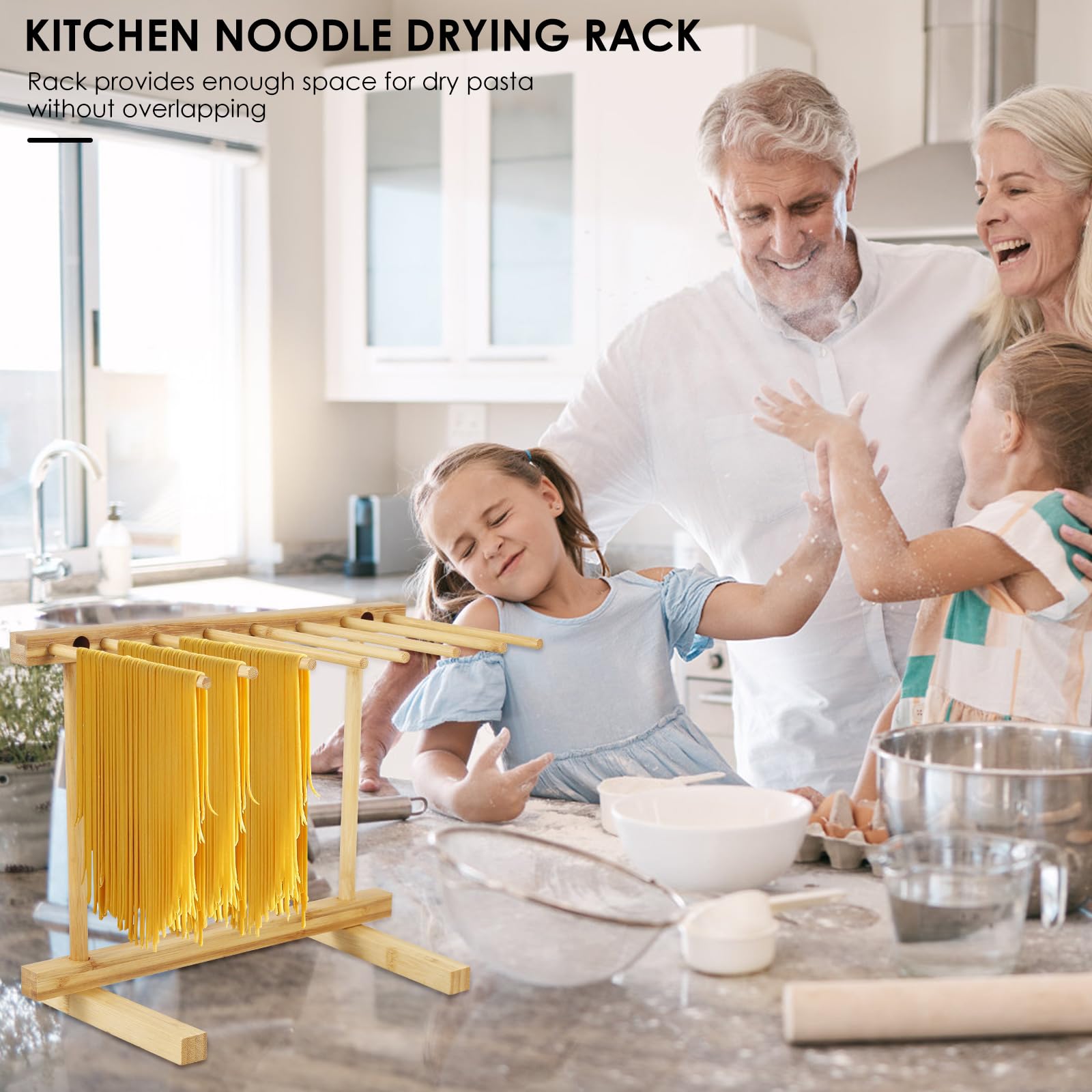 Scolapiatti Per Pasta In Legno Di Pino | Asciugatore Girevole 360° Con 9 Aste | Salvaspazio Per Cucina