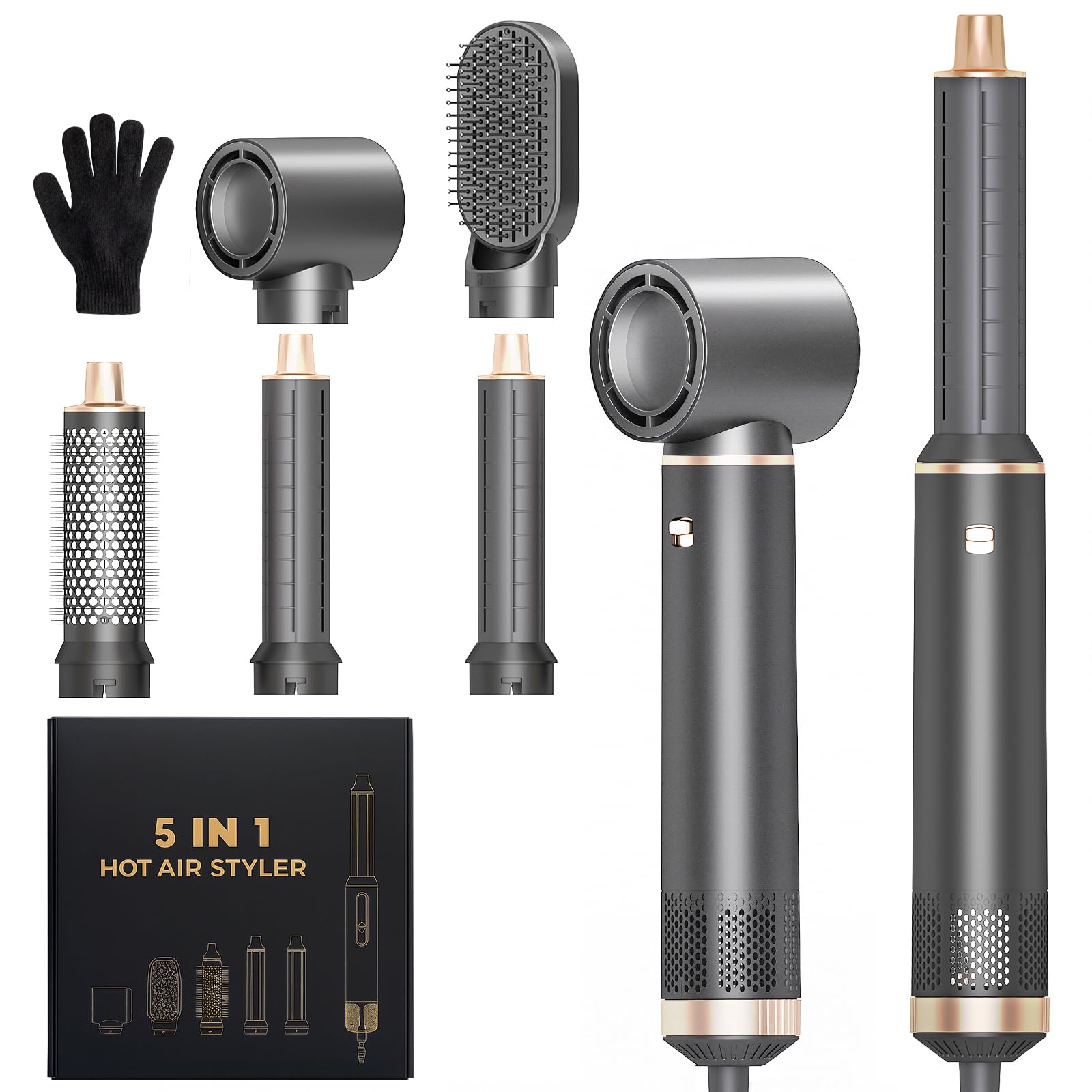 5-in-1 Hair Dryer Curler, Air Auto-Wrap Hair Styler for Home &amp;Travel