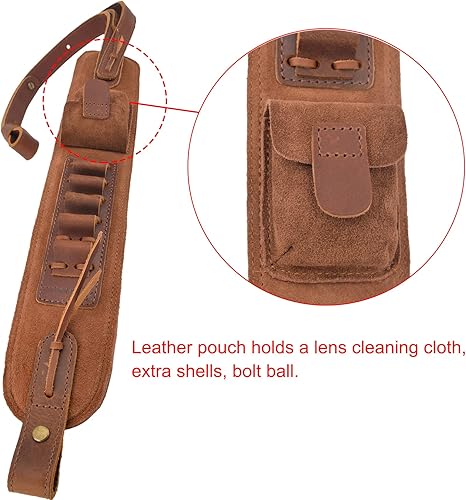 Miniatura 7 de Soporte de munición de cuero de grano superior para rifle de escopeta, correa ajustable para pistola de caza con giros