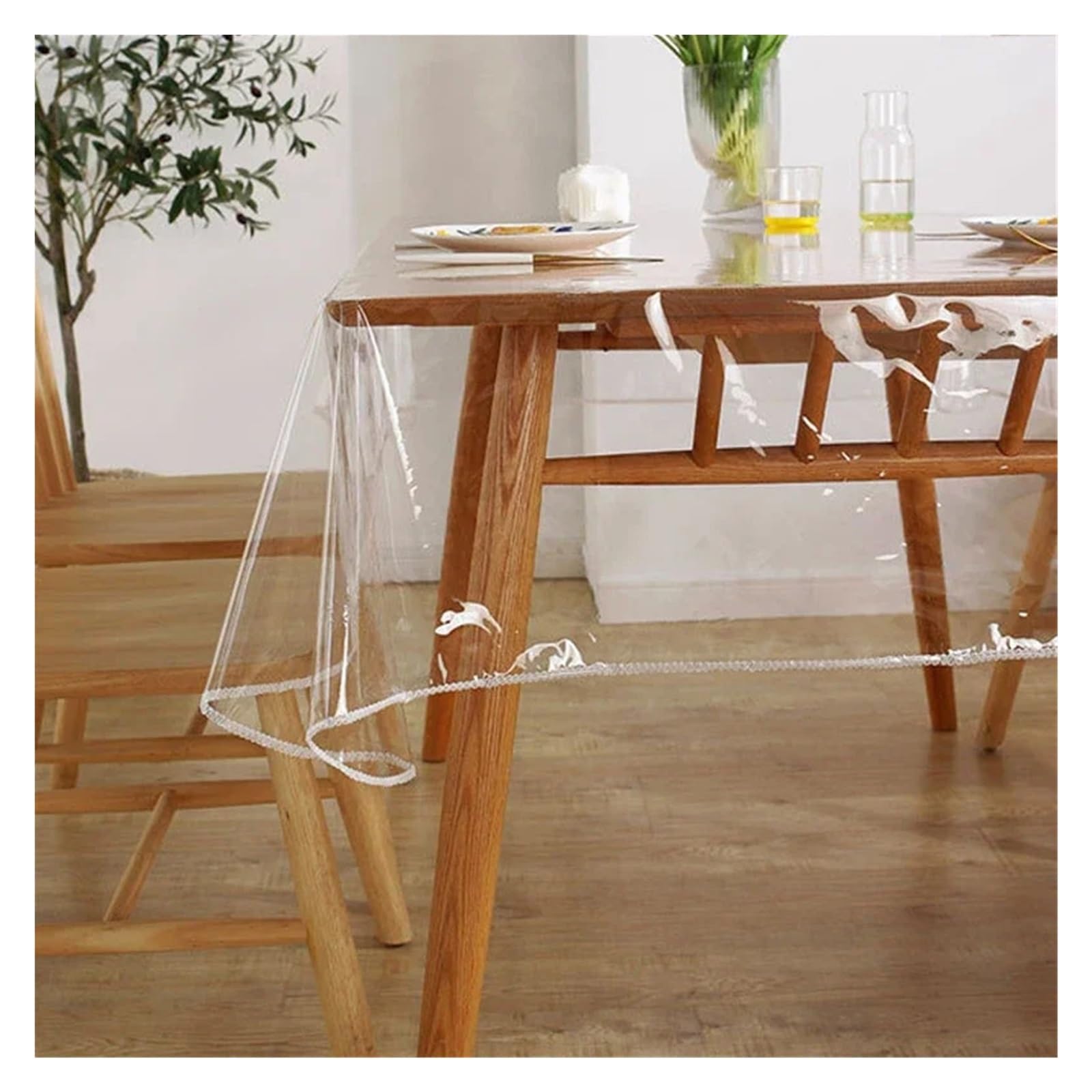 CIGPKLO Transparent Tablecloth Transparent Thin Table Cloth PVC Coffee Tablecloth Waterproof Proof(140X300cm)