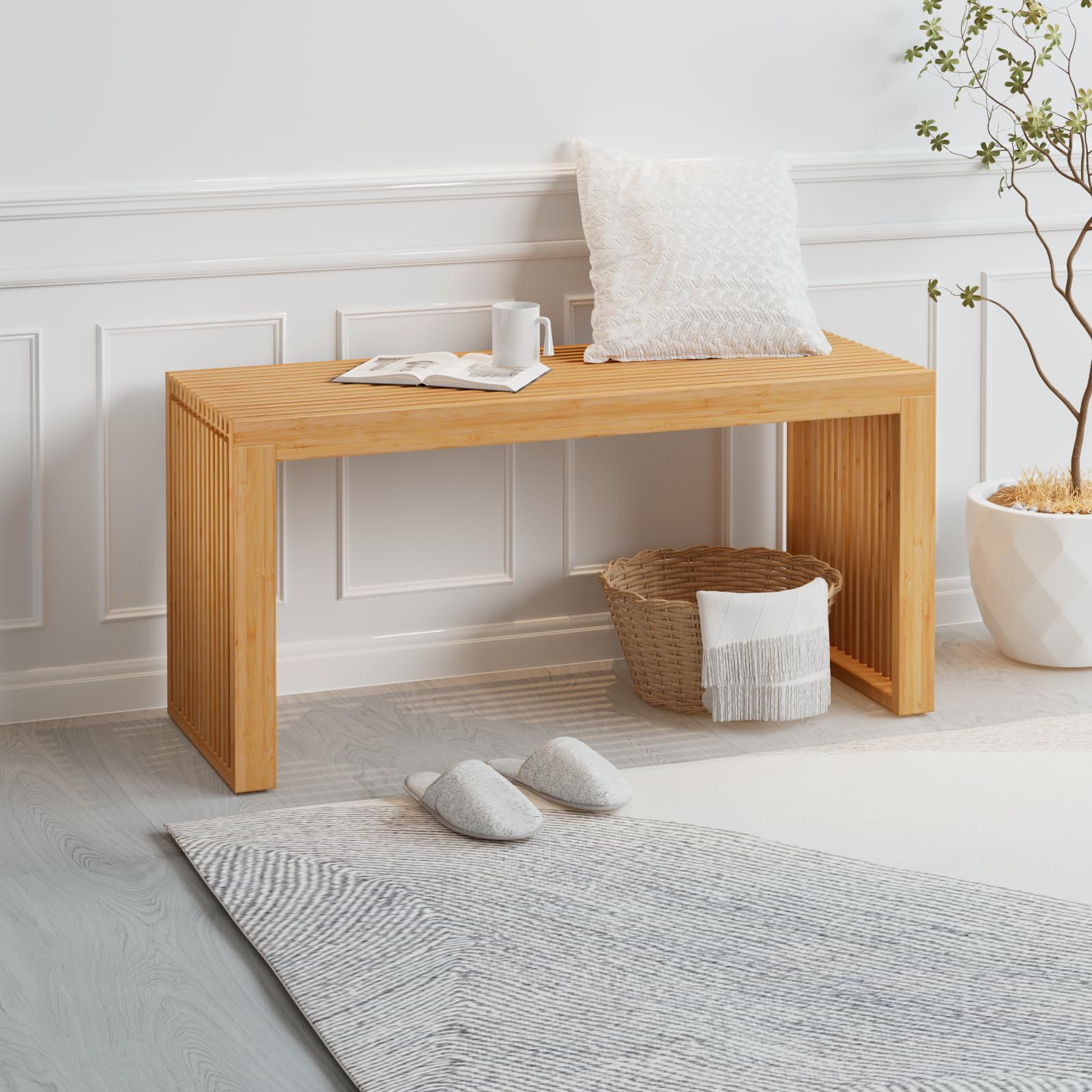 竹製ダイニング 玄関ベンチ90x43x33cm Amazon.co.jp: APRTAT 竹製ベンチ ダイニングベンチ 天然竹材