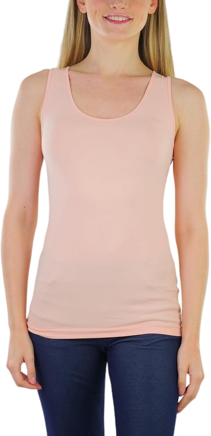 ToBeInStyle Women's Scoop Neck Solid or Mesh A-Shirt Tank Top - Image 4