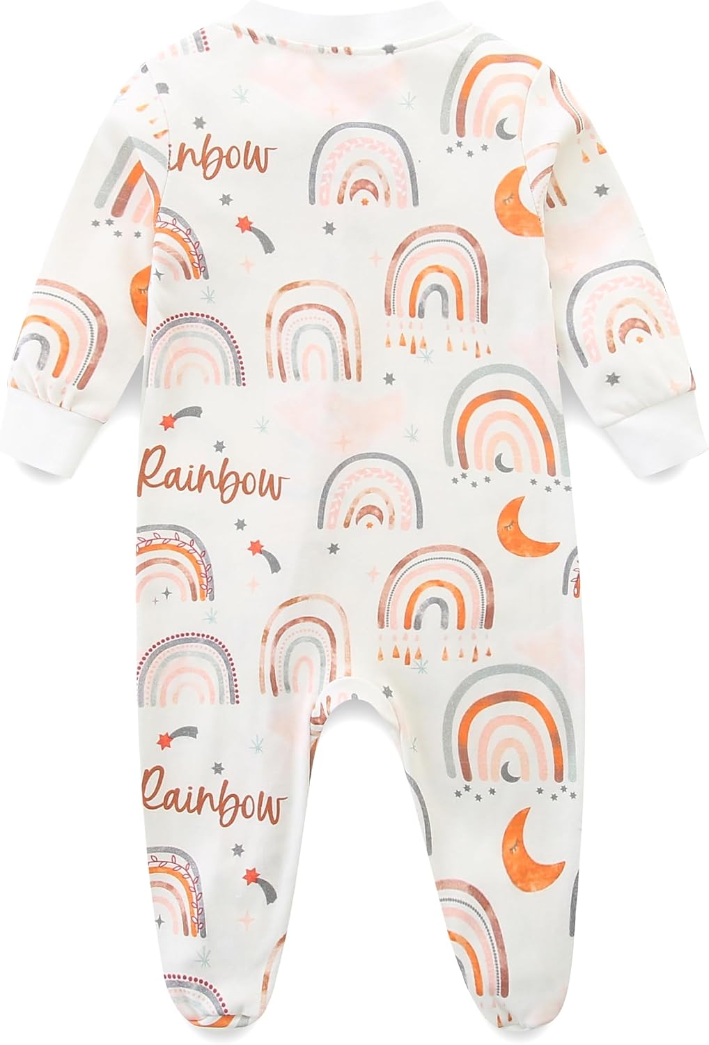 Neutral Baby Clothes Boy Girl Footed Cotton Long Sleeve Double Zipper Onesie
