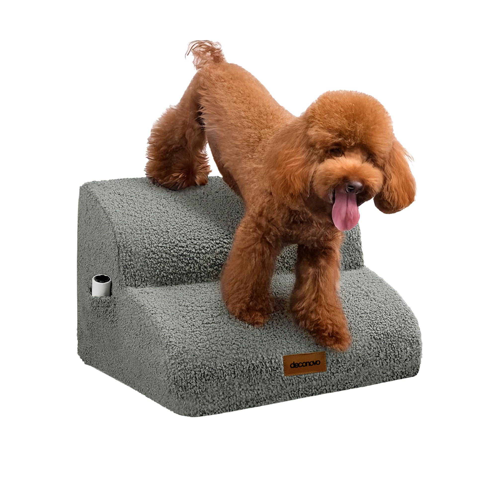 Deconovo Scala per Cani Piccoli a 4 Gradini, Rampetta per Animali Domestici con Fodere Rimovibili e Lavabili, Ideale per Cani con Problemi Articolari, 40x40x30 cm, Grigio Chiaro