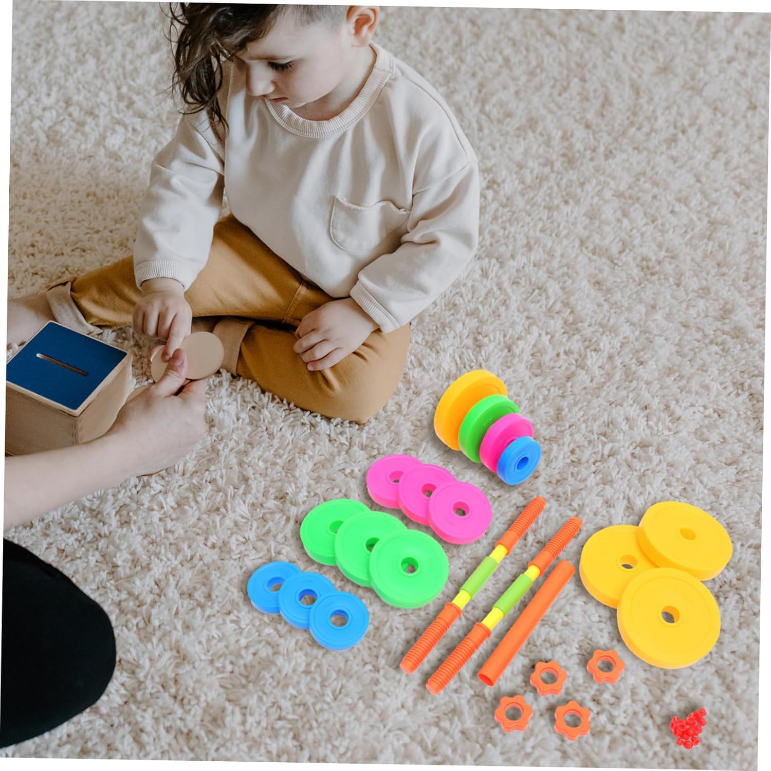 YARNOW Adjustable Dumbbell Set for Boys and Girls Adjustable Weight Water-Filled Plastic Barbells for Boys Gym Toy for Children's Exercise and Fitness Training