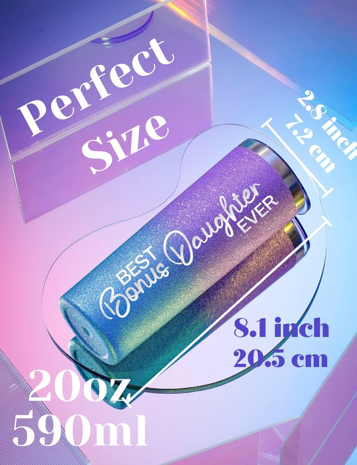 Onebttl Bonus Daughter Gift - 20oz Stainless Steel Travel Mug With Lid and Straw for Birthday, Christmas or Thanksgiving - Best Bonus Daughter Ever - Image 4