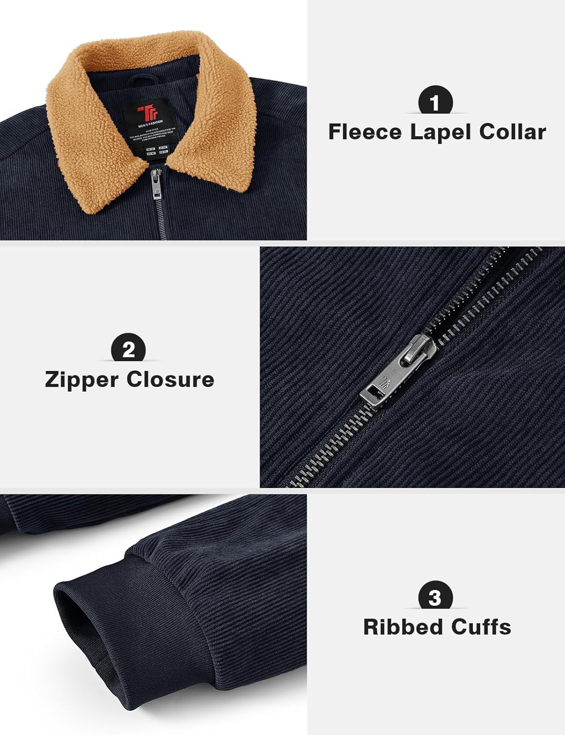 TBMPOY Men's Corduroy Jacket Sherpa Fleece Lined Casual Coat Turn-Down Collar Winter Warm Thickened Jackets with Pockets - Image 6