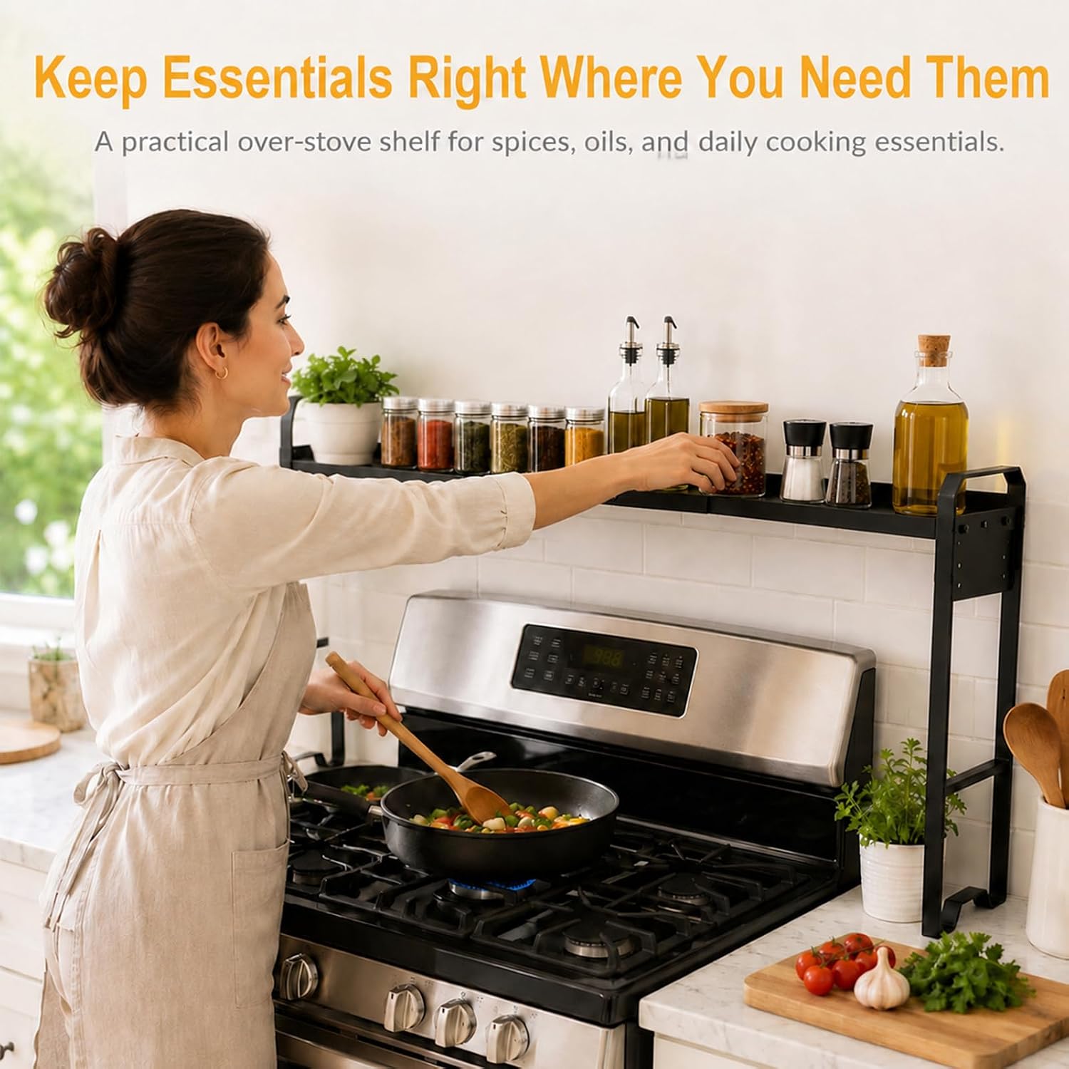 Over the Stove Shelf, Spice Rack Shelf for Kitchen Stove