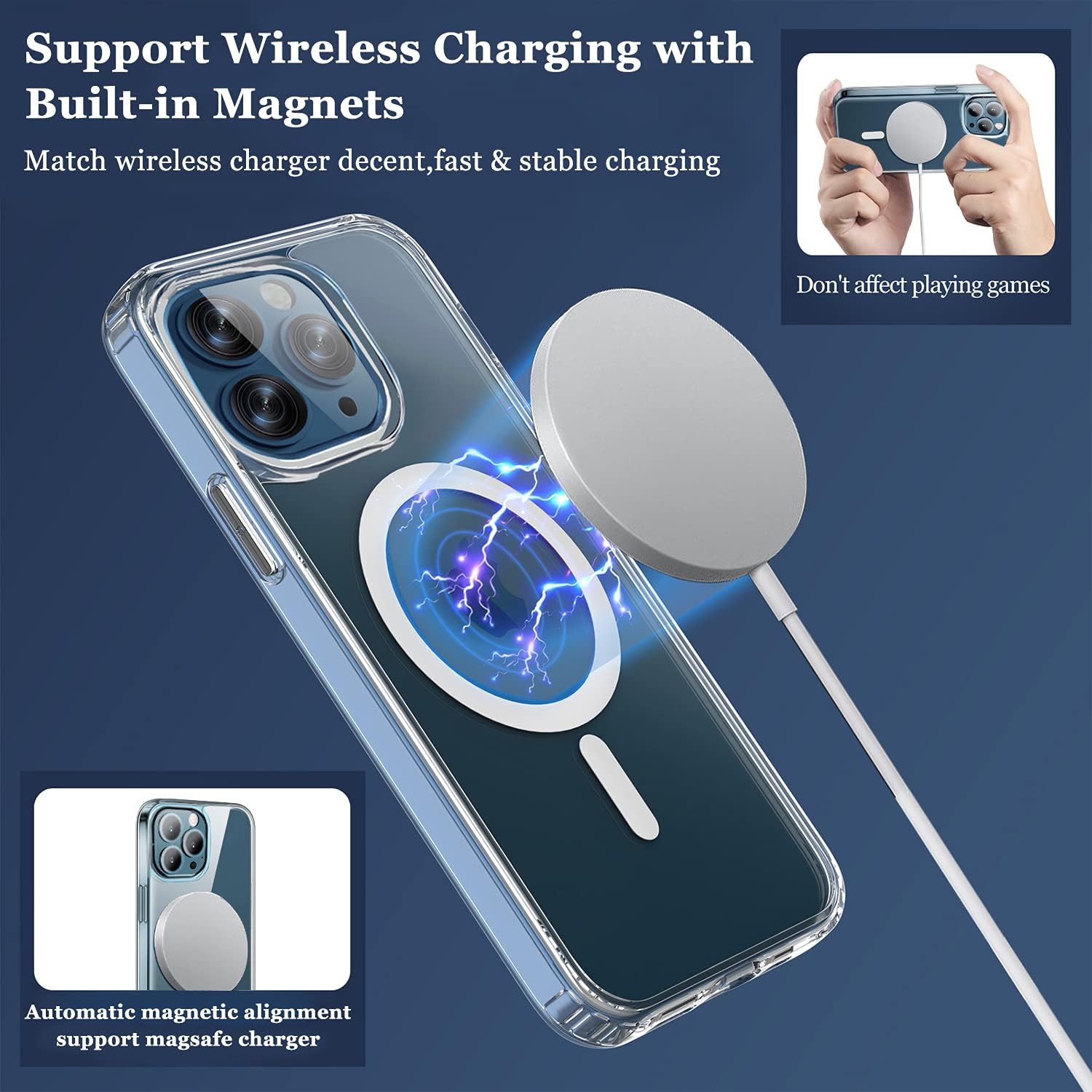 Designed for iPhone 13 Pro Max Magnetic Case Compatible with Magsafe,Clear Case for iPhone 13 ProMax [Military Protection][Support Wireless Charging][Anti Yellowing][Compatible with MagSafe]