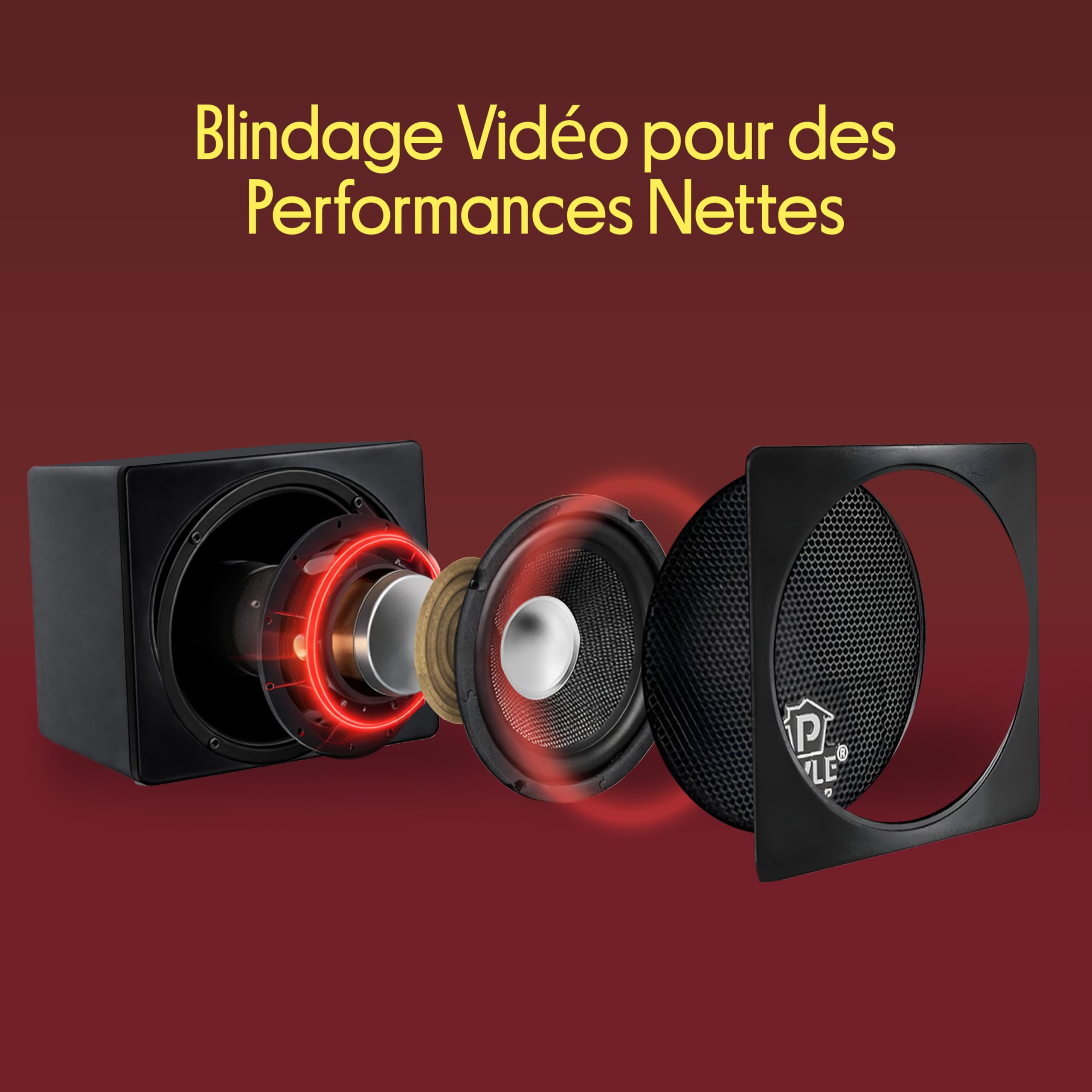 Pyle Home Enceintes de Bibliothèque Mini Cubes 10,2 cm – 100 W Haut-parleurs de Bibliothèque Compacts avec Haut-Parleur à Cône en Papier de 10,2 cm, 8 Ohms- Chaine Hifi