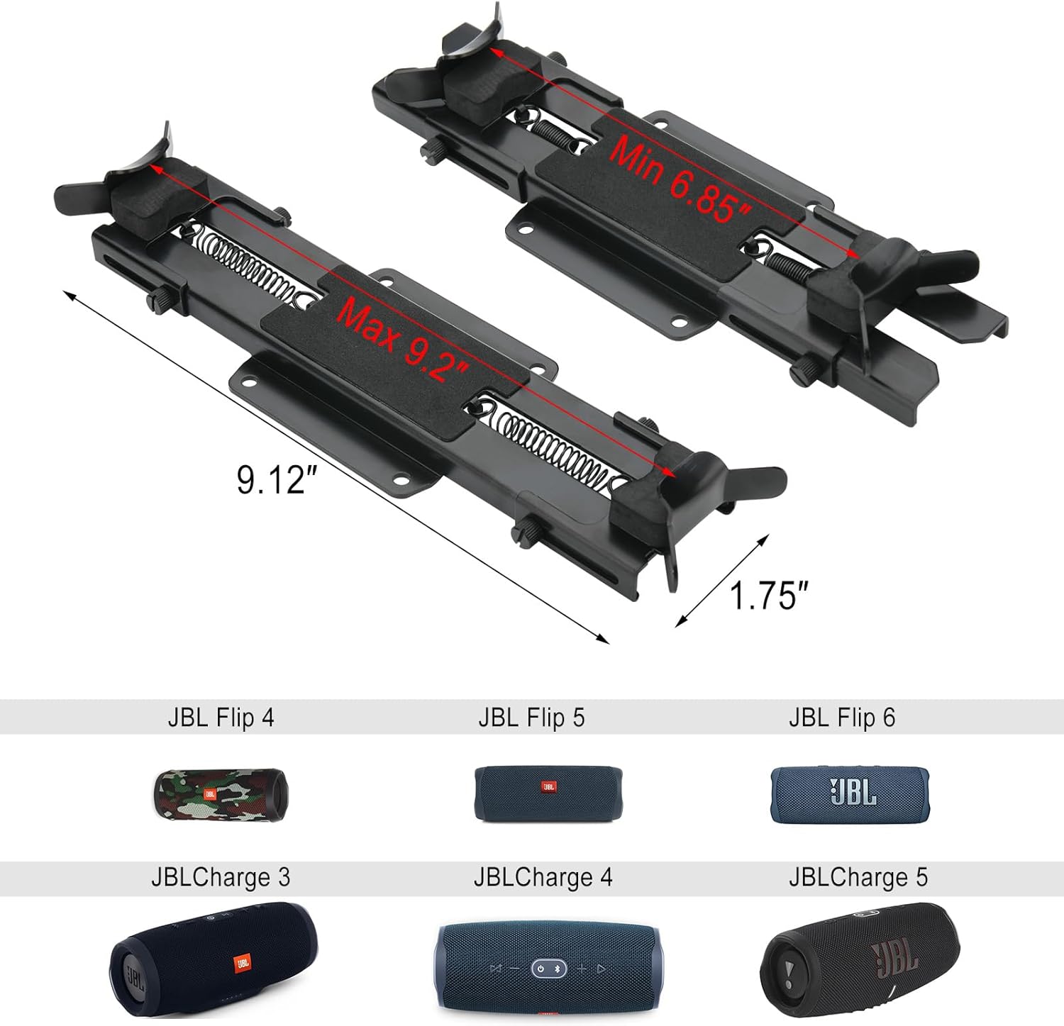 TXEsign Speaker Mount Wall Ceiling Mount for JBL Charge 4/Charge 5/Flip 6/Flip 5, Wall Bracket Metal Holder for Speaker from 6.85 to 9.2 inches (Black) - Image 4