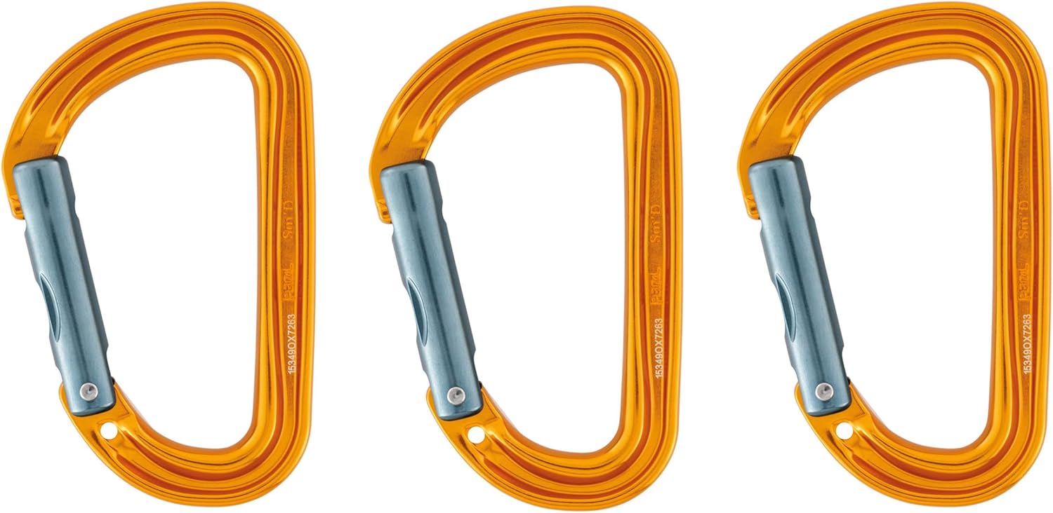 Petzl Sm'D Wall Carabiner - Compact, Lightweight D-Shaped Carabiner for Aid Climbing and Racking Gear