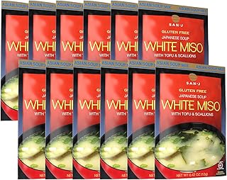 San-J - White Miso Soup - Authentic Japanese Soup Mix - 0.42 oz. Packets - 12 Pack