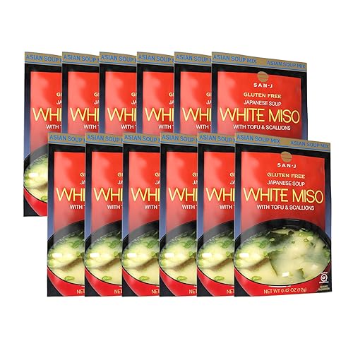 San-J - Sopa de miso blanco - Auténtica mezcla de sopa japonesa - Paquetes de 0.42 onzas - Paquete de 12