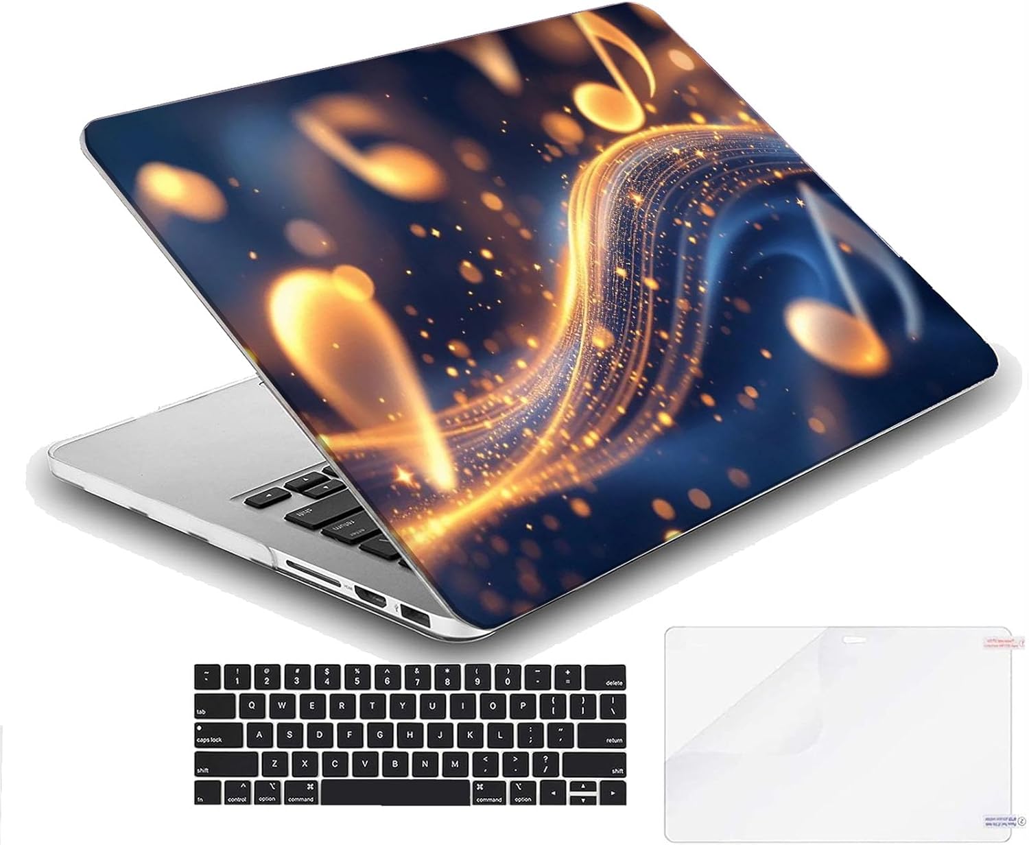 Compatible with MacBook Neo 13-inch, Hard Shell Case with Keyboard Cover and Screen Protector (A3404 A18 Pro chip, 2026 Release) - Neon Music Note MC21694