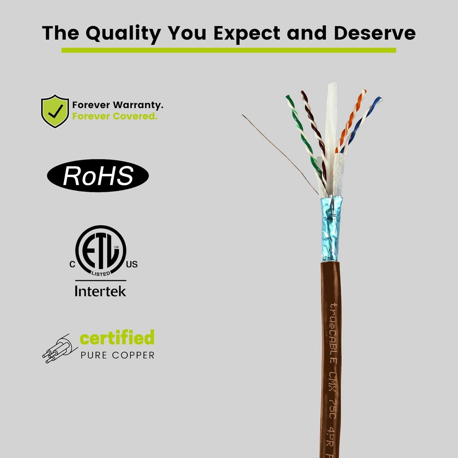 Amazing 🔥 trueCABLE Cat6 Direct Burial, 500ft, Waterproof, Outdoor Rated CMX, Brown, 23AWG Solid Bare Copper, 550MHz, ETL Listed, Unshielded UTP, Bulk Ethernet Cable