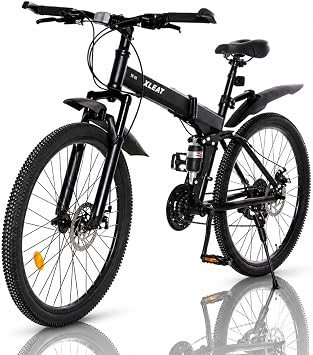 Go out now. XLEAT XM-008 Mountain Bike, Folding Bicycle, MTB, 26-Inch, Double Suspension, Made by Shimano, 21-Speed Shifter, Disc Brake, Commuting to Work or School, Street Riding, Off-Road